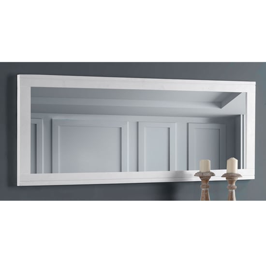 Savona Wall Mirror Extra Long In White Wooden Frame