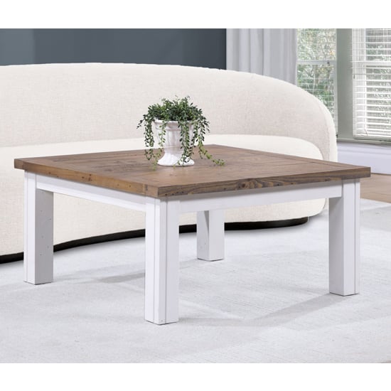 Product photograph of Savona Wooden Coffee Table Square In Oak And White from Furniture in Fashion