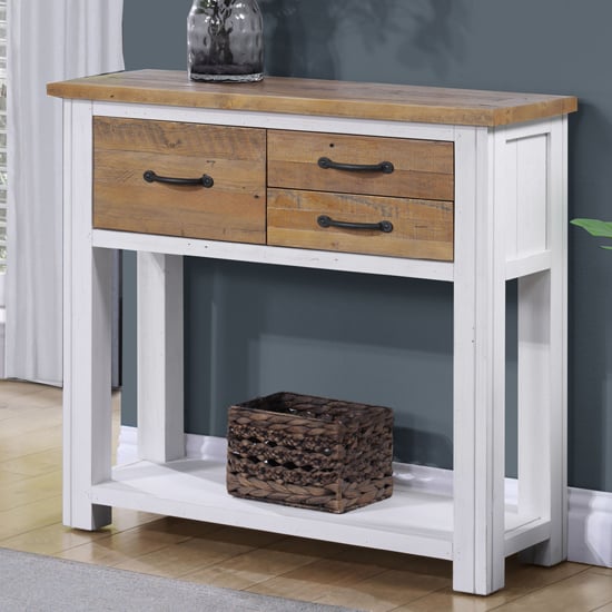 Product photograph of Savona Wooden Console Table With 3 Drawers In White from Furniture in Fashion