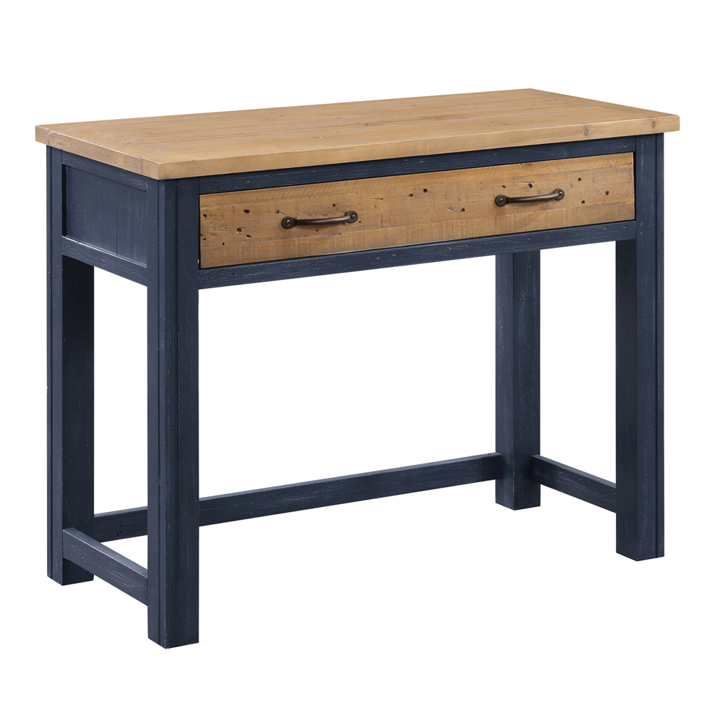Savona Wooden Laptop Desk In Blue And Oak
