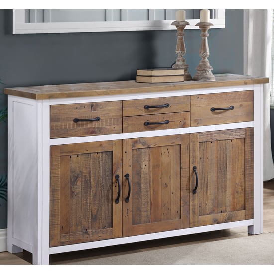 Product photograph of Savona Wooden Sideboard With 3 Doors 4 Drawers In White from Furniture in Fashion