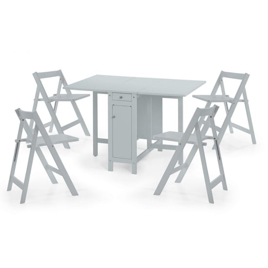 Read more about Saidi drop-leaf wooden dining table in grey with 4 chairs