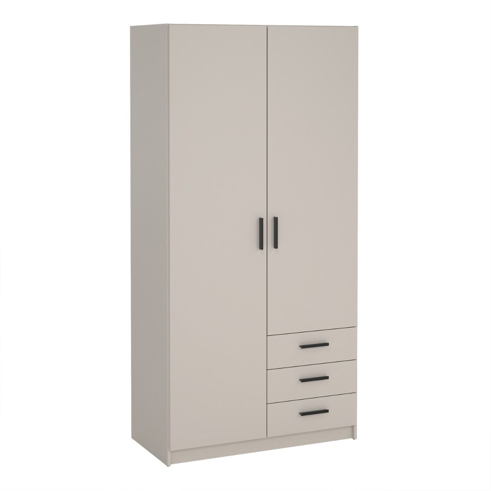 Savoy Wooden Wardrobe with 2 Doors 3 Drawers in Cashmere