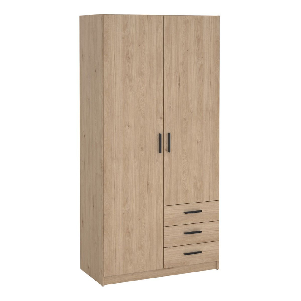 Savoy Wooden Wardrobe with 2 Doors 3 Drawers in Jackson Hickory