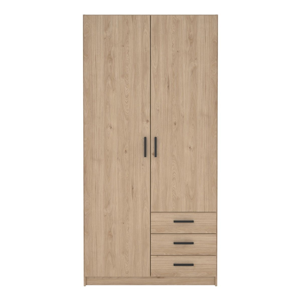 Savoy Wooden Wardrobe with 2 Doors 3 Drawers in Jackson Hickory