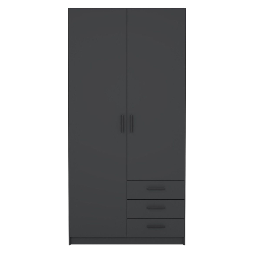 Savoy Wooden Wardrobe with 2 Doors 3 Drawers in Matt Grey