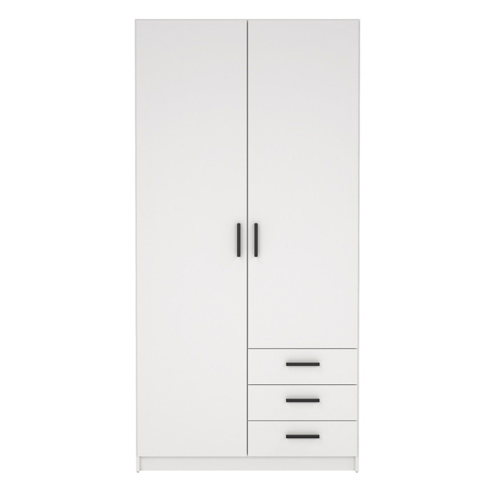 Savoy Wooden Wardrobe with 2 Doors 3 Drawers in White