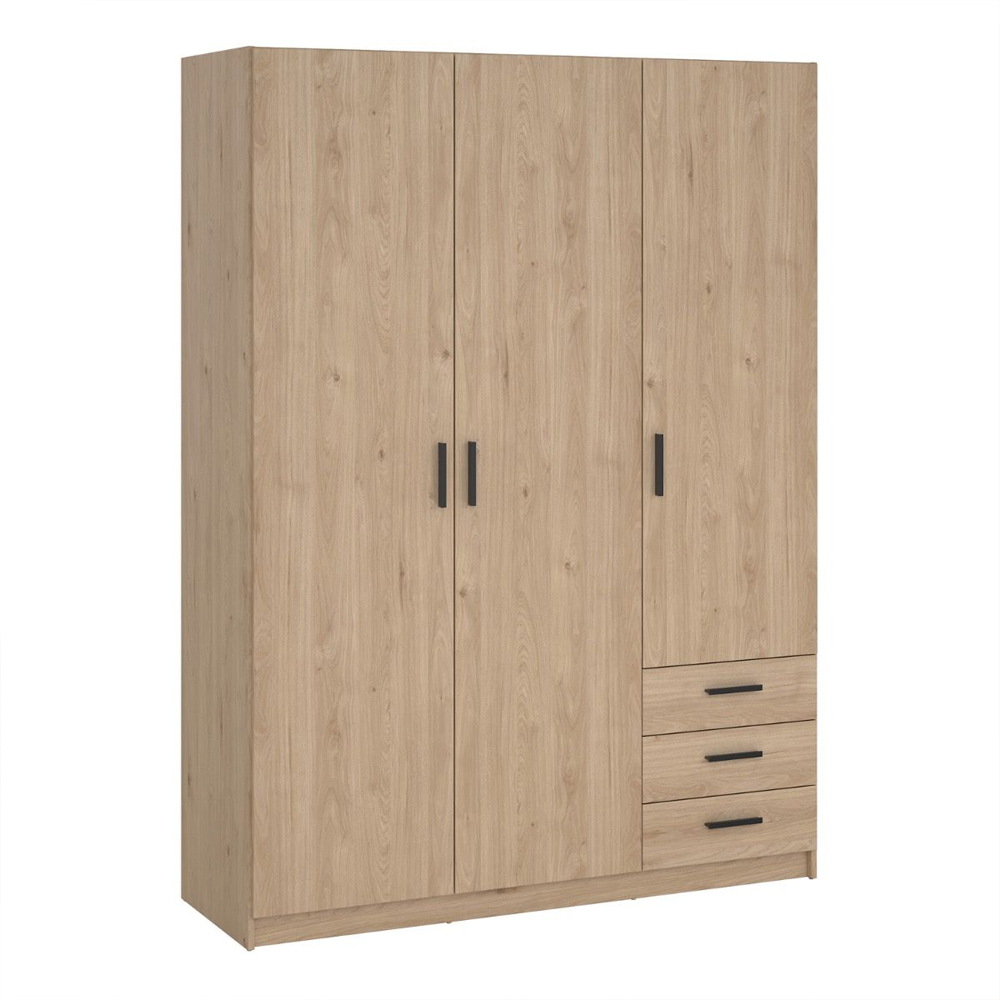 Savoy Wooden Wardrobe with 3 Doors 3 Drawers in Jackson Hickory