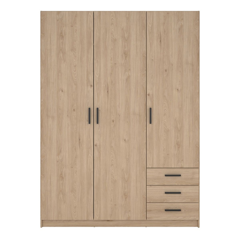 Savoy Wooden Wardrobe with 3 Doors 3 Drawers in Jackson Hickory