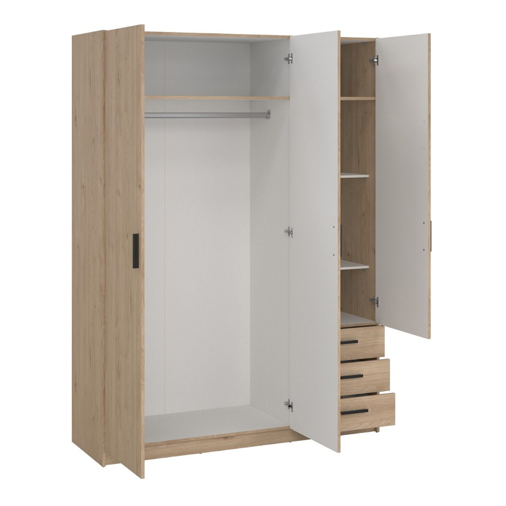 Savoy Wooden Wardrobe with 3 Doors 3 Drawers in Jackson Hickory