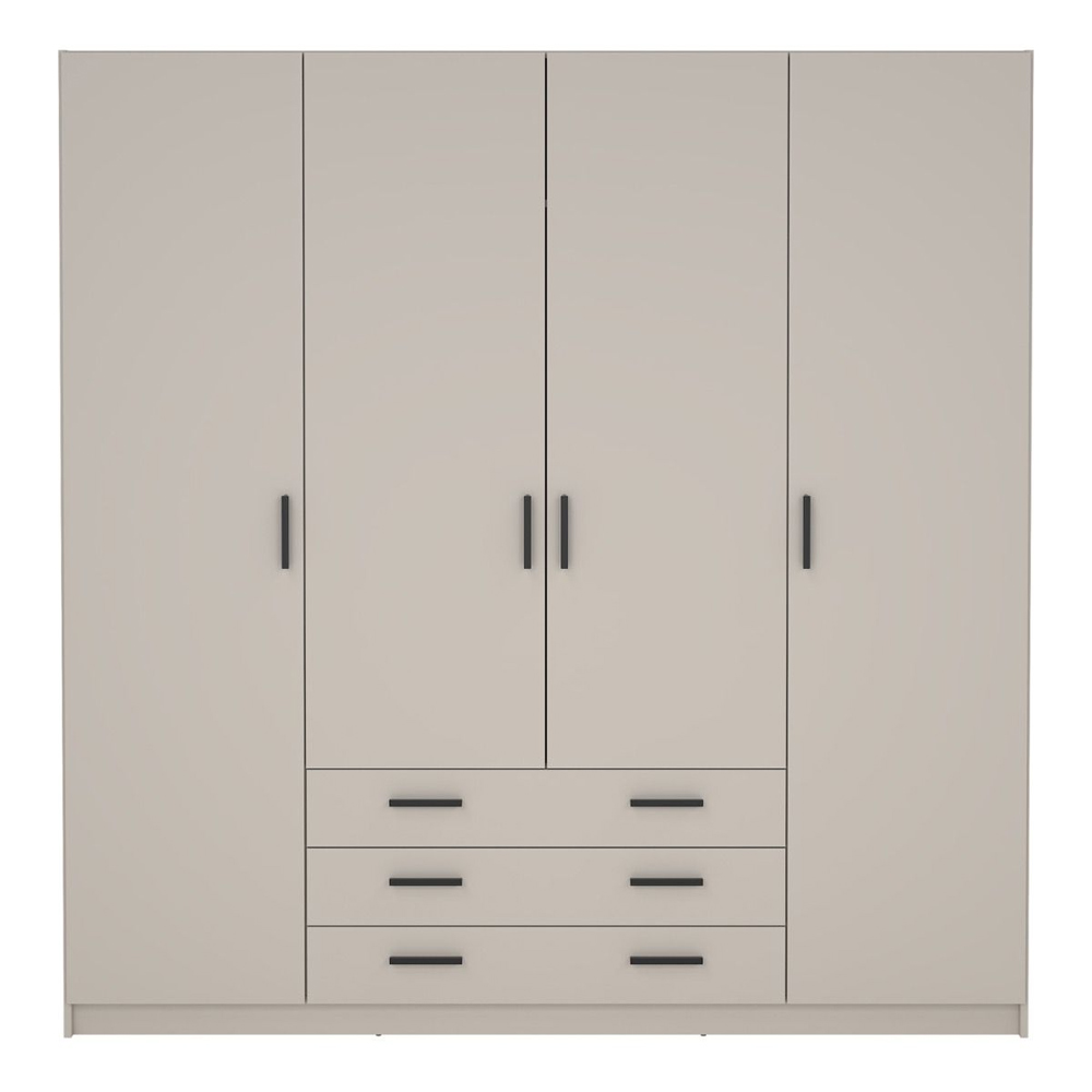 Savoy Wooden Wardrobe with 4 Doors 4 Drawers in Cashmere
