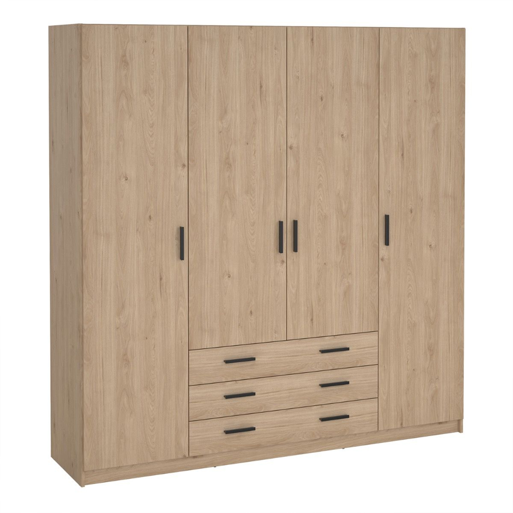 Savoy Wooden Wardrobe with 4 Doors 4 Drawers in Jackson Hickory