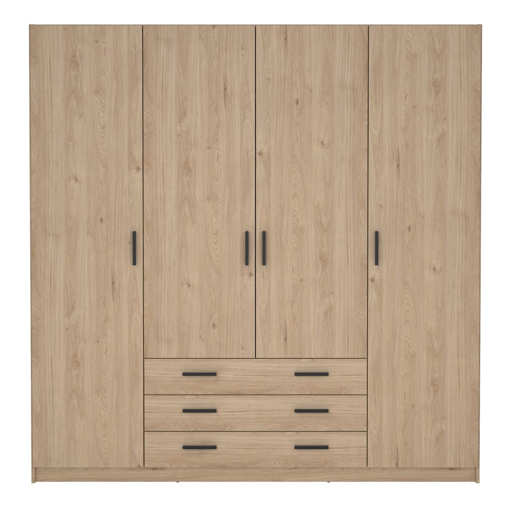 Savoy Wooden Wardrobe with 4 Doors 4 Drawers in Jackson Hickory