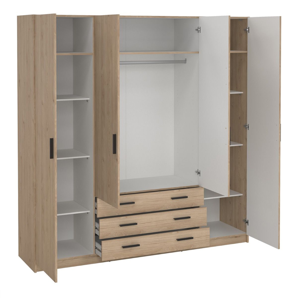 Savoy Wooden Wardrobe with 4 Doors 4 Drawers in Jackson Hickory