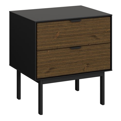 Savva Bedside Cabinet With 2 Drawers In Black And Espresso