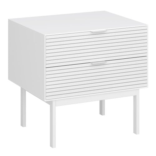 Savva Bedside Cabinet With 2 Drawers In Pure White And White