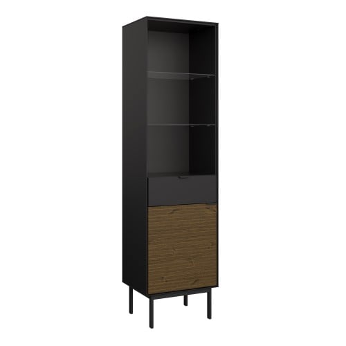 Savva Display Cabinet 1 Door 1 Drawer In Black And Espresso