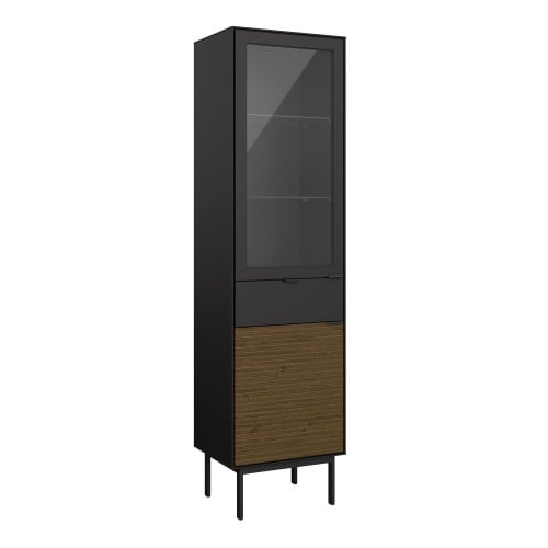 Product photograph of Savva Display Cabinet 2 Doors 1 Drawer In Black And Espresso from Furniture in Fashion