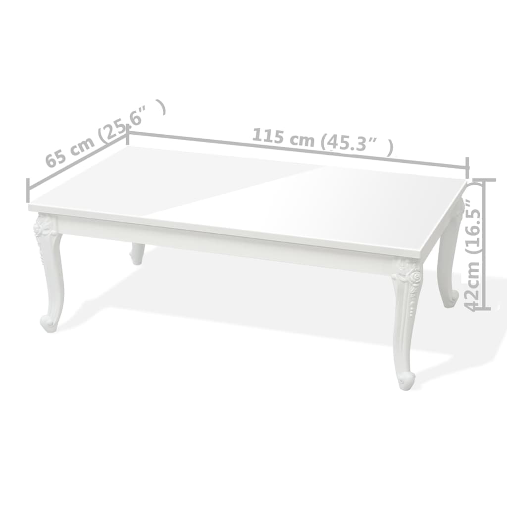 Savva Large High Gloss Coffee Table In White