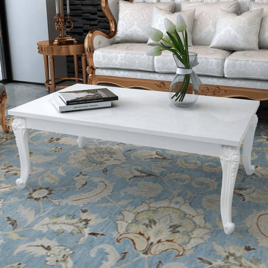 Savva Large High Gloss Coffee Table In White Furniture in Fashion