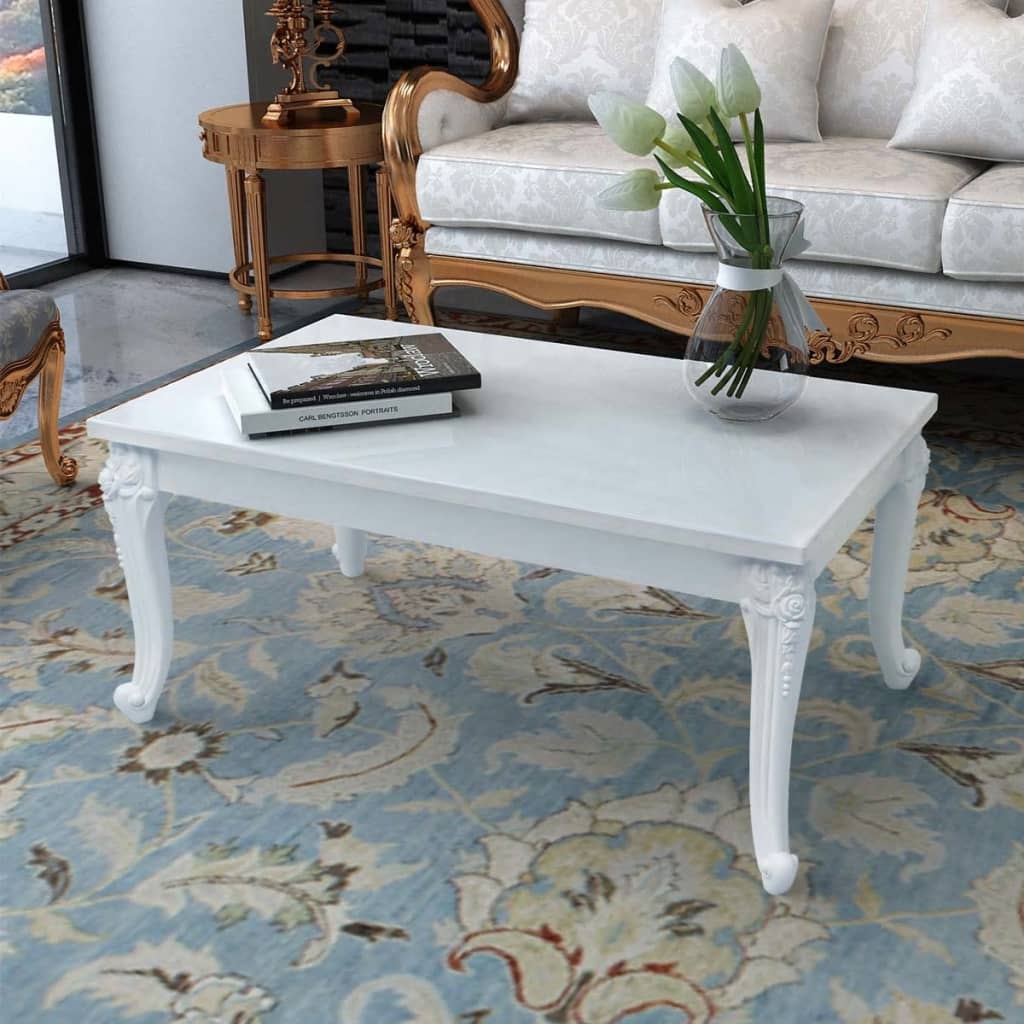 Savva Medium High Gloss Coffee Table In White Furniture in Fashion