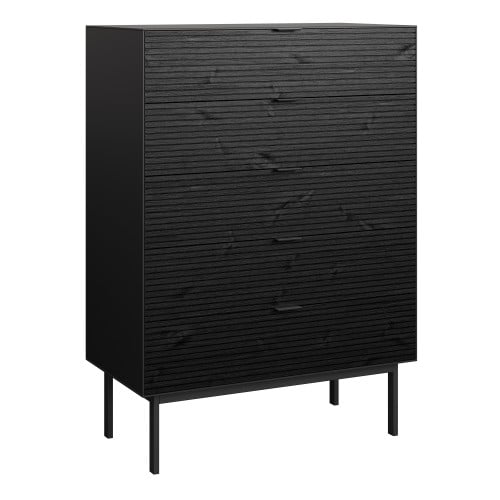 Read more about Savva wooden chest of 5 drawers in granulated black