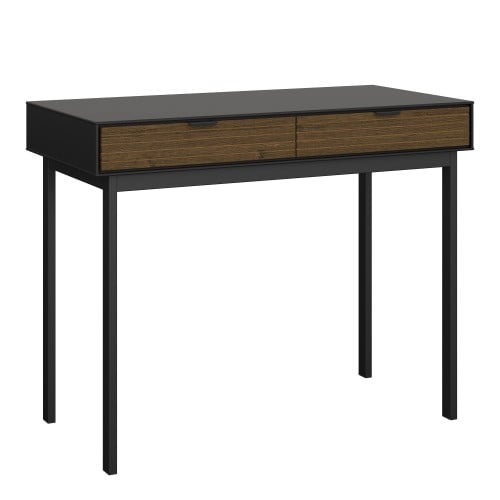Product photograph of Savva Wooden Laptop Desk With 2 Drawers In Black And Espresso from Furniture in Fashion