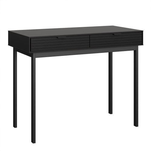 Product photograph of Savva Wooden Laptop Desk With 2 Drawers In Granulated Black from Furniture in Fashion