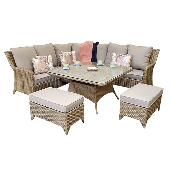 Savvy Corner Weave Dining Set With Beige Cushions In Natural_2