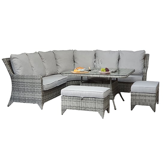 Photo of Savvy corner weave dining sofa set with ice bucket in grey