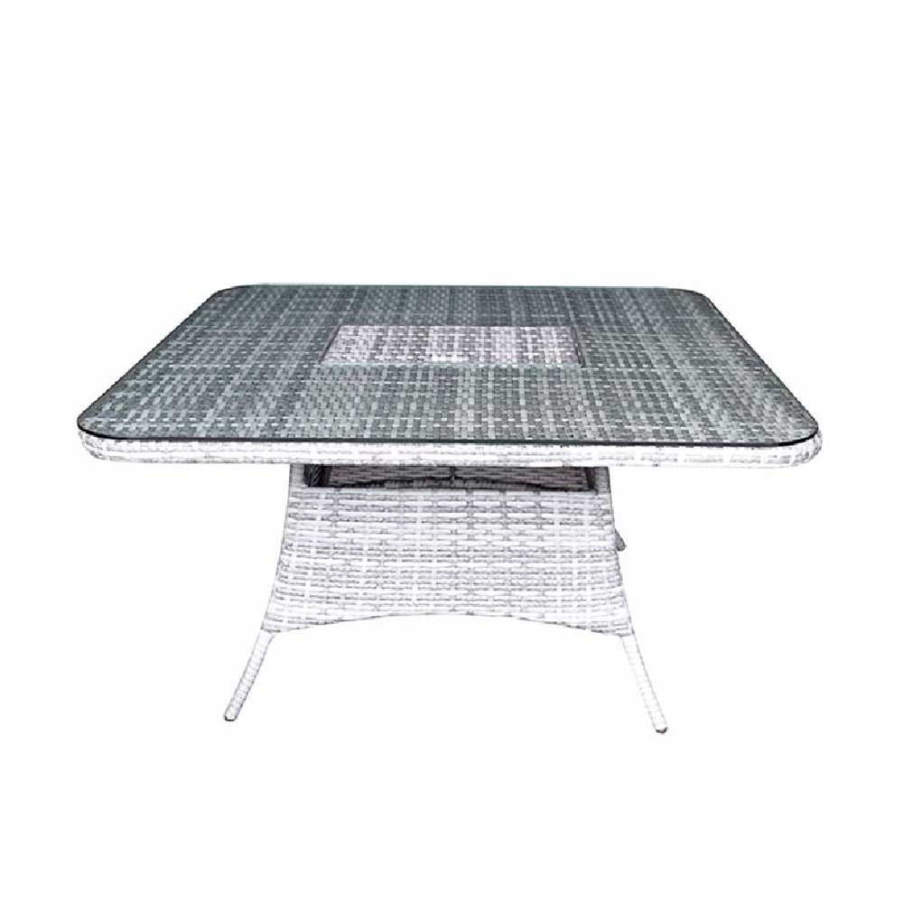 Savvy Glass Top Garden Corner Dining Set With 2 Ottomans In Grey