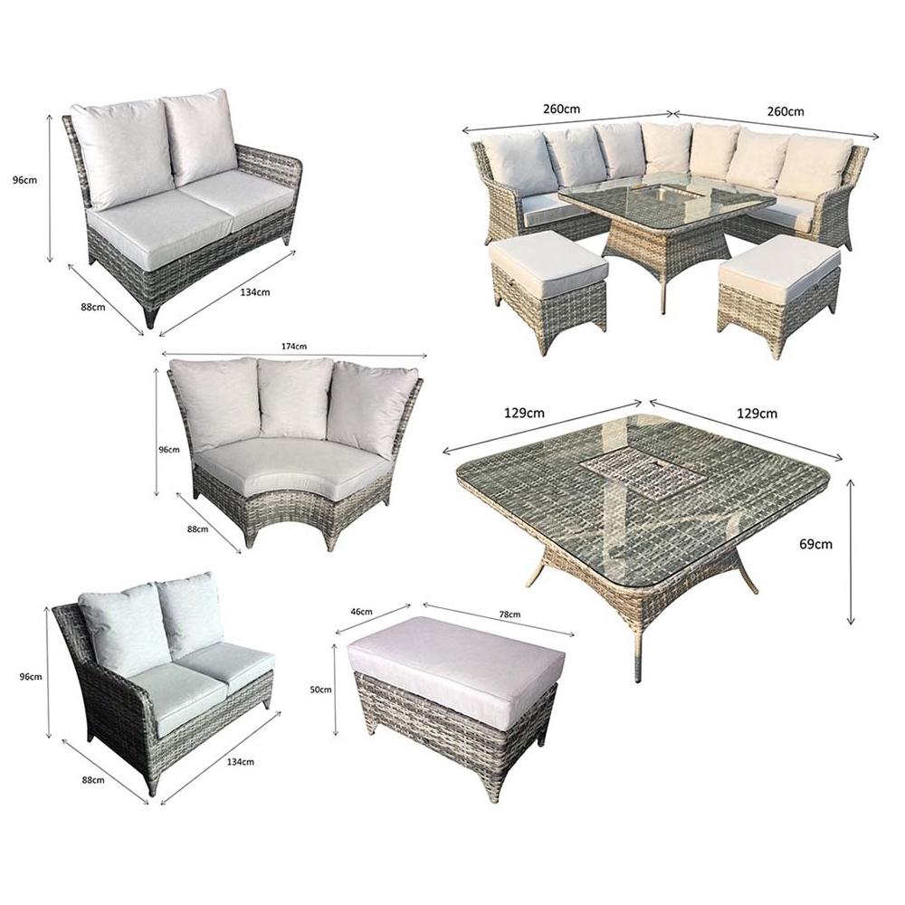 Savvy Glass Top Garden Corner Dining Set With Ice Bucket In Natural