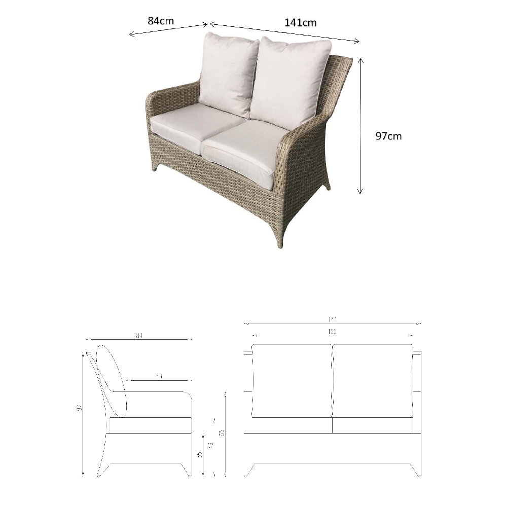 Savvy Rattan Garden 4 Seater Sofa Set With Coffee Table In Grey