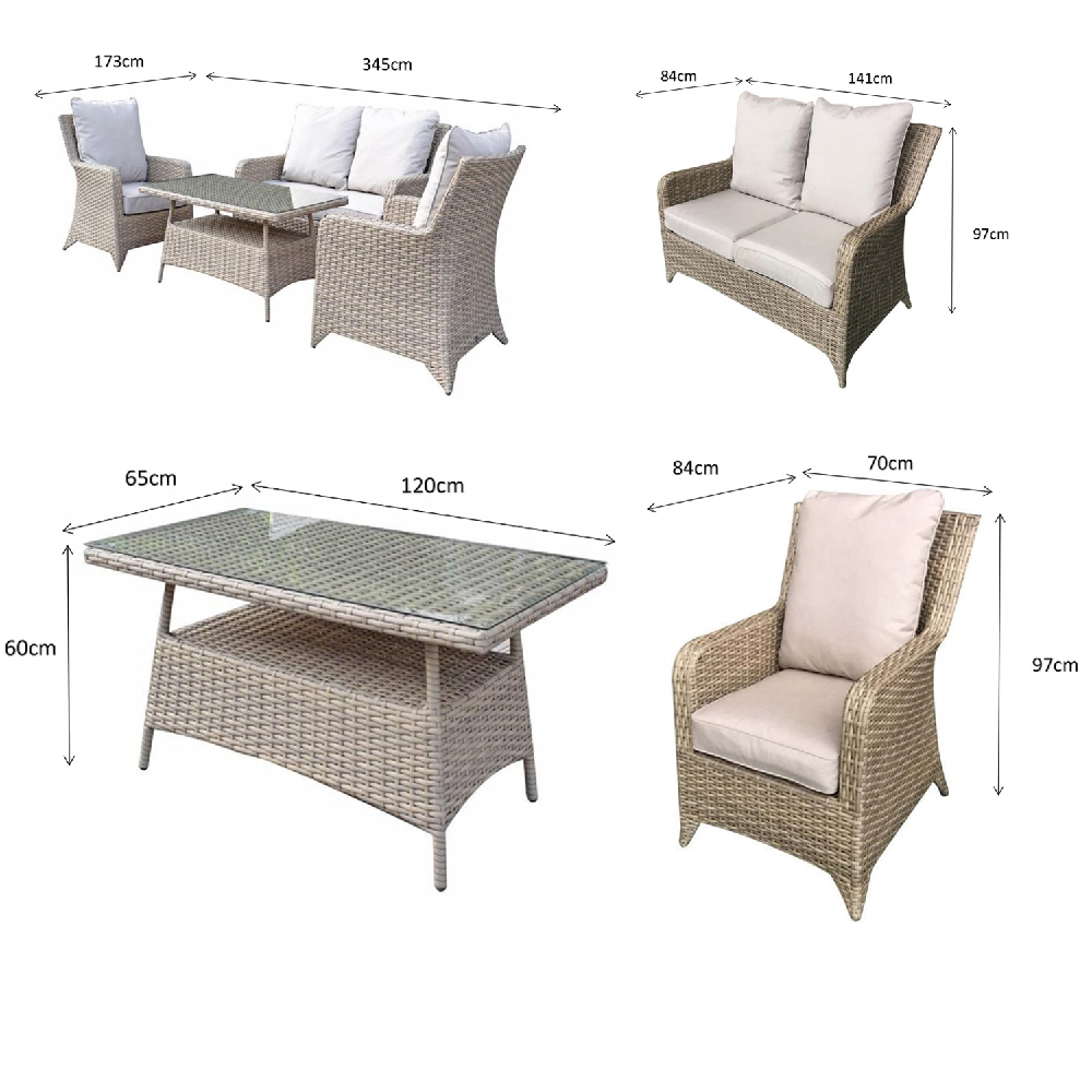 Savvy Rattan Garden 4 Seater Sofa Set With Coffee Table In Natural