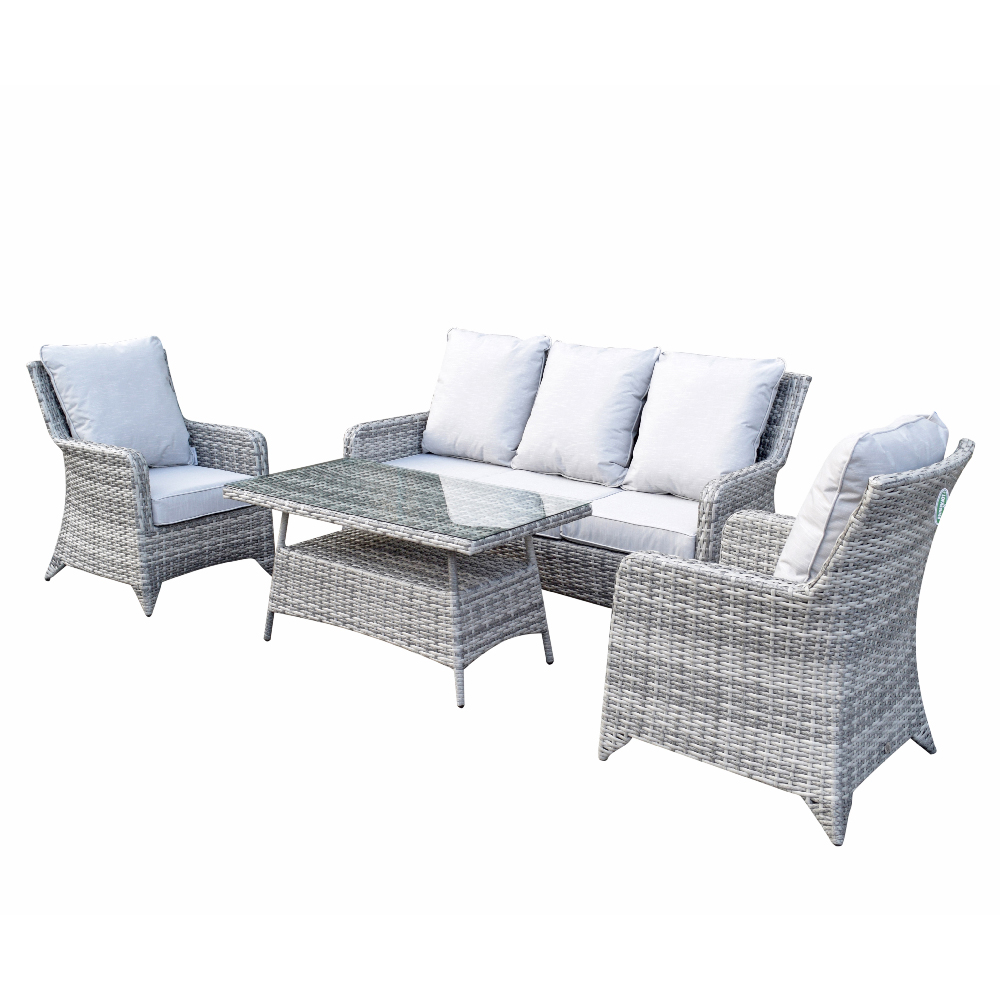 Savvy Rattan Garden 5 Seater Sofa Set With Coffee Table In Grey