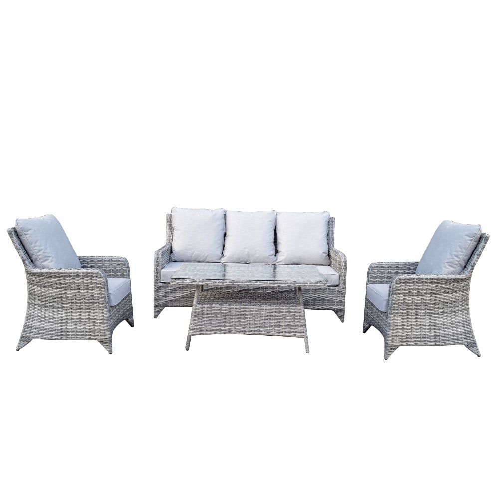 Savvy Rattan Garden 5 Seater Sofa Set With Coffee Table In Grey
