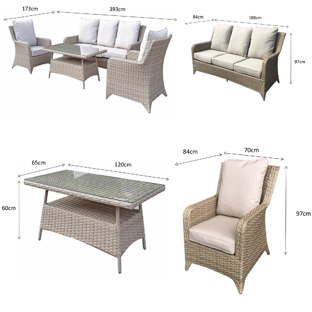 Savvy Rattan Garden 5 Seater Sofa Set With Coffee Table In Natural