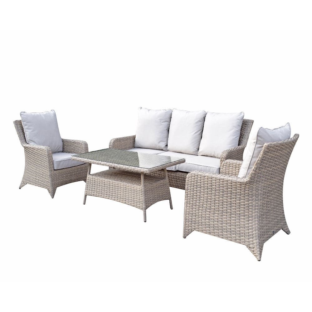 Savvy Rattan Garden 5 Seater Sofa Set With Coffee Table In Natural