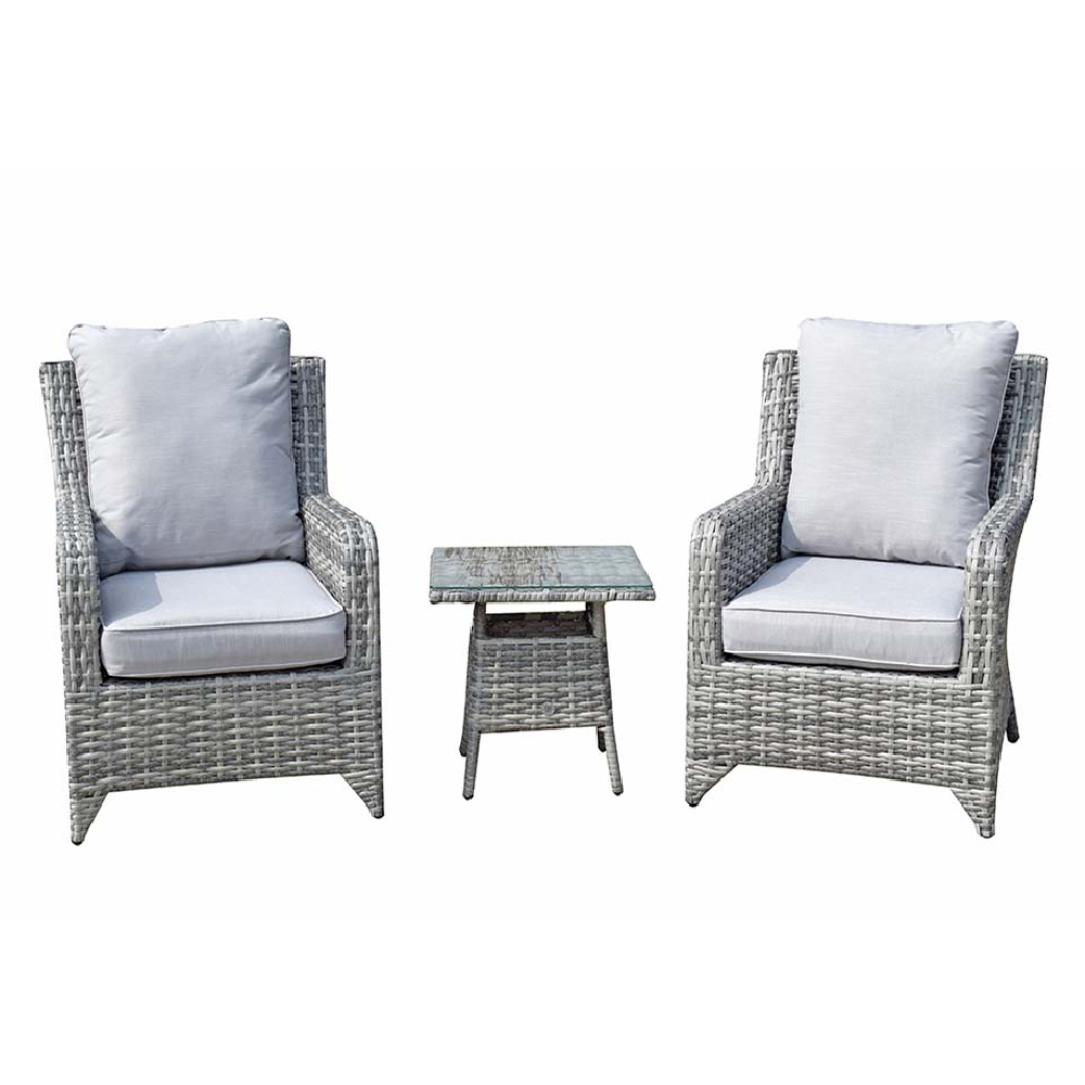 Savvy Rattan Garden Lounge Set With Cushion In Grey