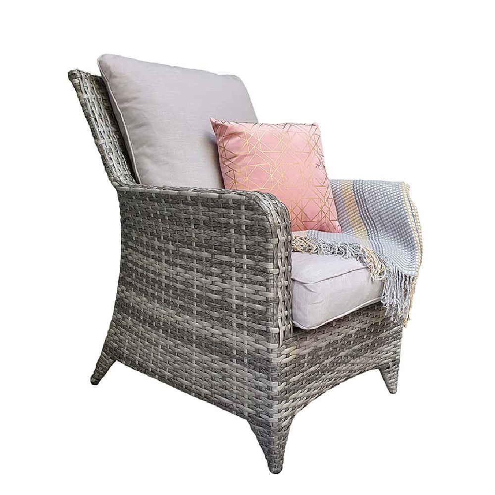 Savvy Rattan Garden Lounge Set With Cushion In Grey