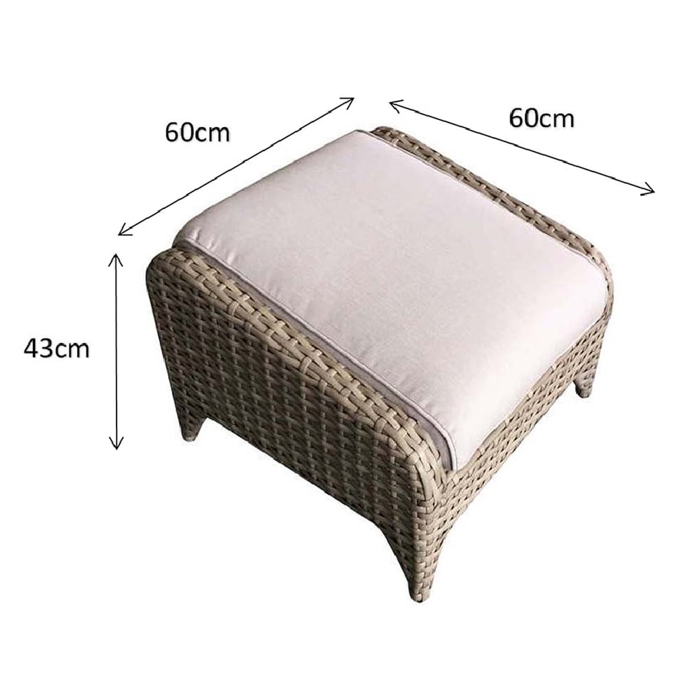 Savvy Rattan Garden Ottoman With Cushion In Natural