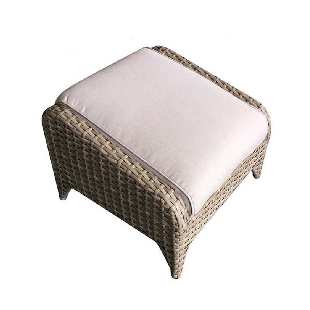 Savvy Rattan Garden Ottoman With Cushion In Natural