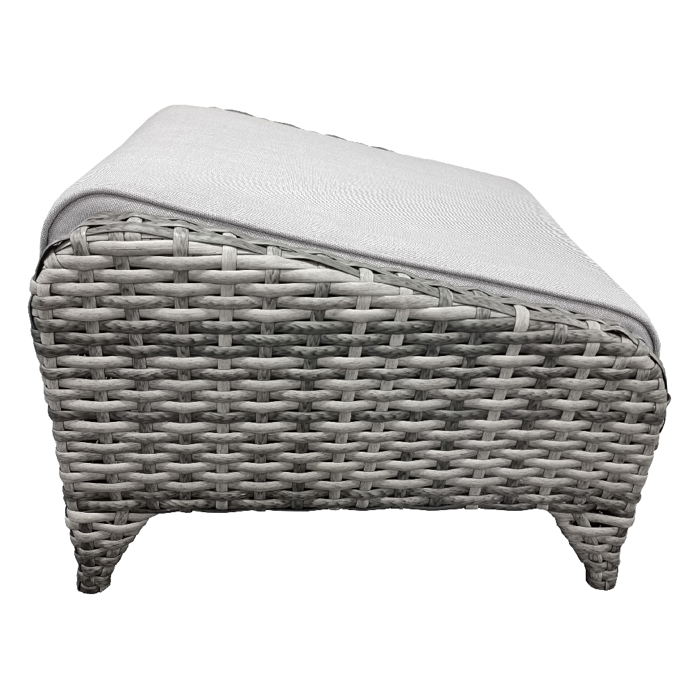 Savvy Rattan Outdoor Ottoman With Cushion In Grey