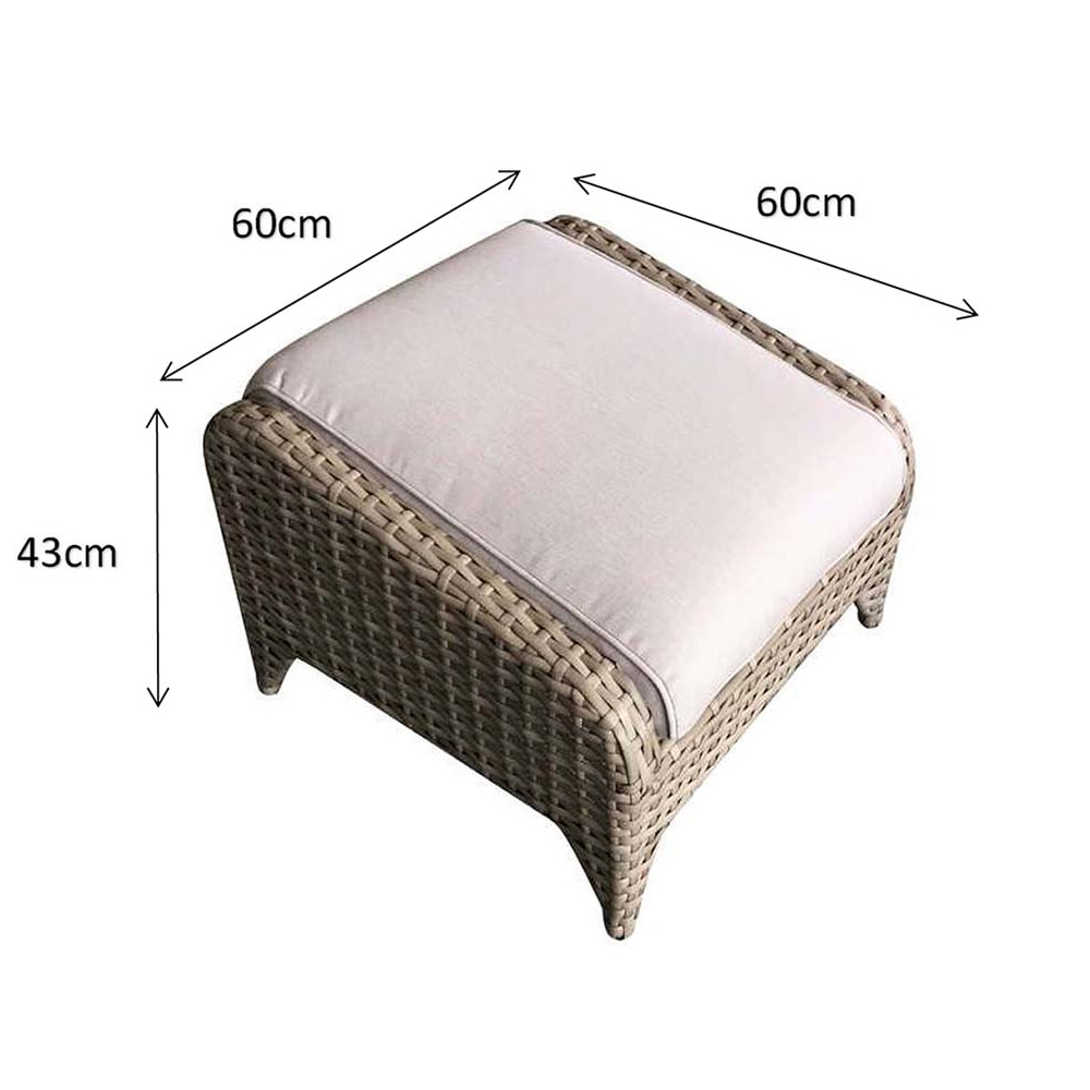 Savvy Rattan Outdoor Ottoman With Cushion In Grey