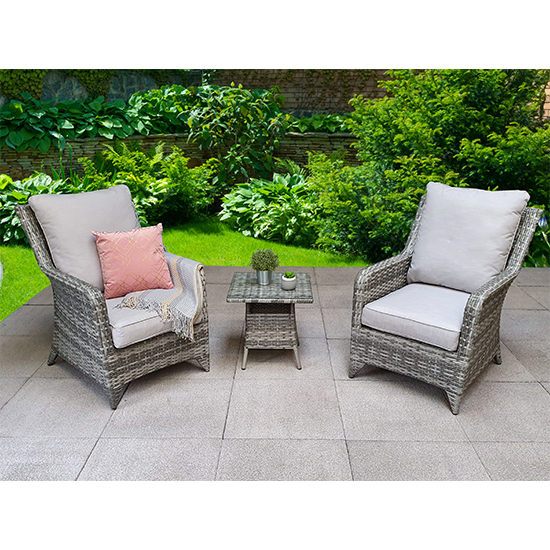 Photo of Savvy weave 3 piece high back lounge set with table in grey