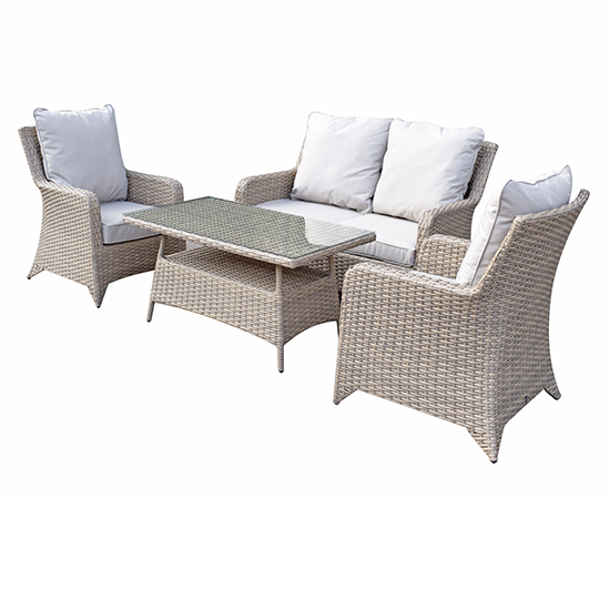 Savvy Weave 4 Seater Sofa Set With High Coffee Table In Grey_2