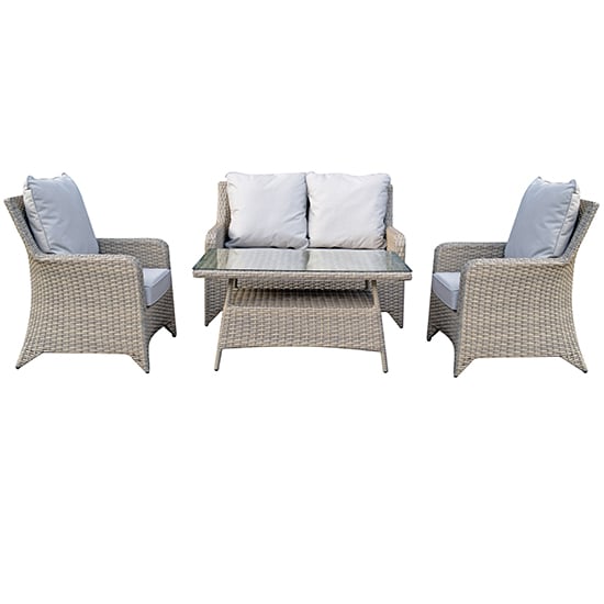 Savvy Weave 4 Seater Sofa Set With High Coffee Table In Grey_1