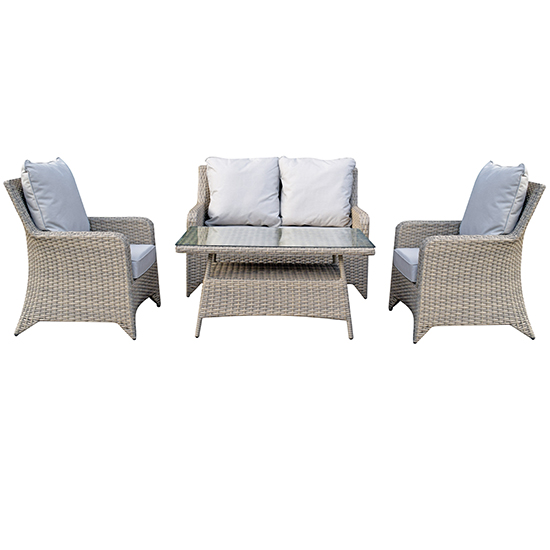 Read more about Savvy weave 4 seater sofa set with high coffee table in grey