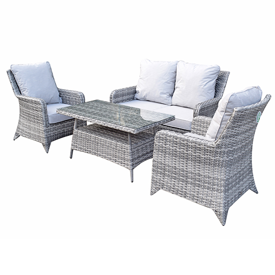Savvy Weave 4 Seater Sofa Set With High Coffee Table In Natural_2