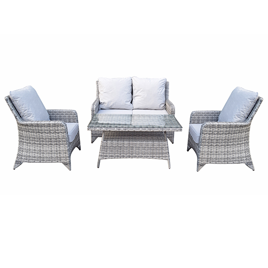Read more about Savvy weave 4 seater sofa set with high coffee table in natural